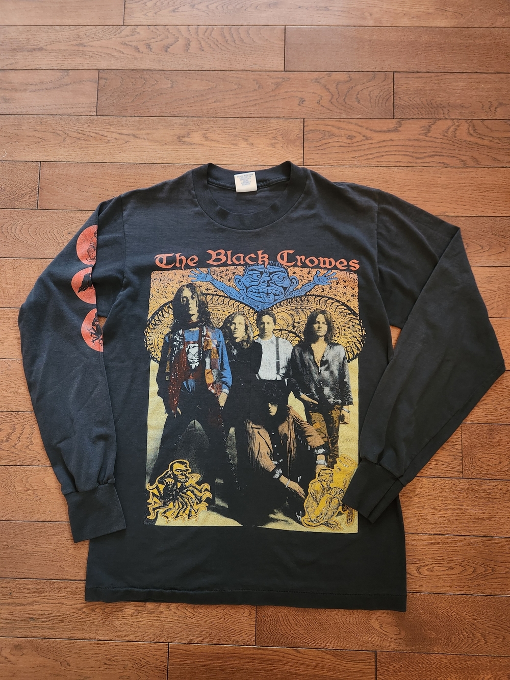 Vintage 90s The Black Crowes Graphic Long Sleeve Tee - Black Size Medium